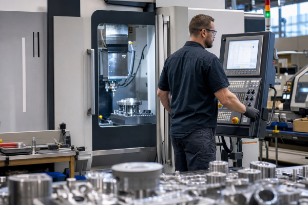 Operator working at a CNC machine